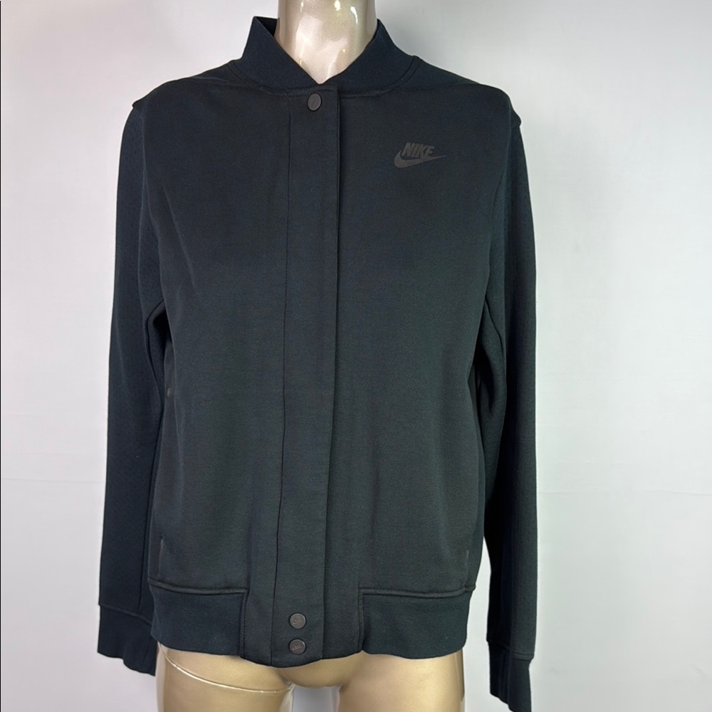 Nike Tech Fleece Destroyer Jacket Womens M Medium Black Snap Button Zip Up